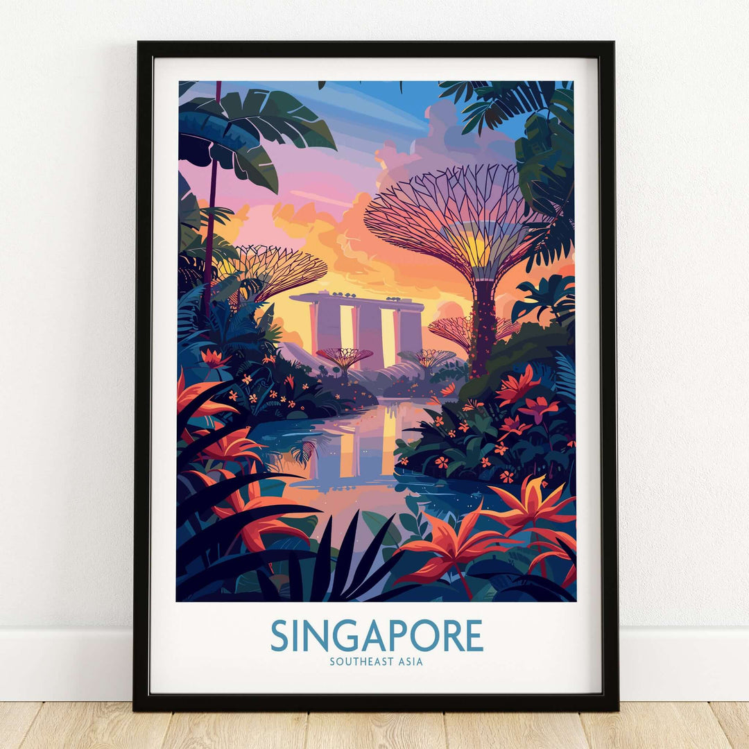 Singapore Wall Art showcasing vibrant colors and iconic landmarks of Singapore in a beautiful print.
