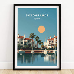 Sotogrande Spain Travel Poster | Luxury Marina & Boats Wall Art Print showcasing a picturesque coastal scene.