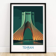Tehran Iran Canvas Print | Iconic Persian Monument Cityscape Poster featuring Azadi Tower in vibrant colors.