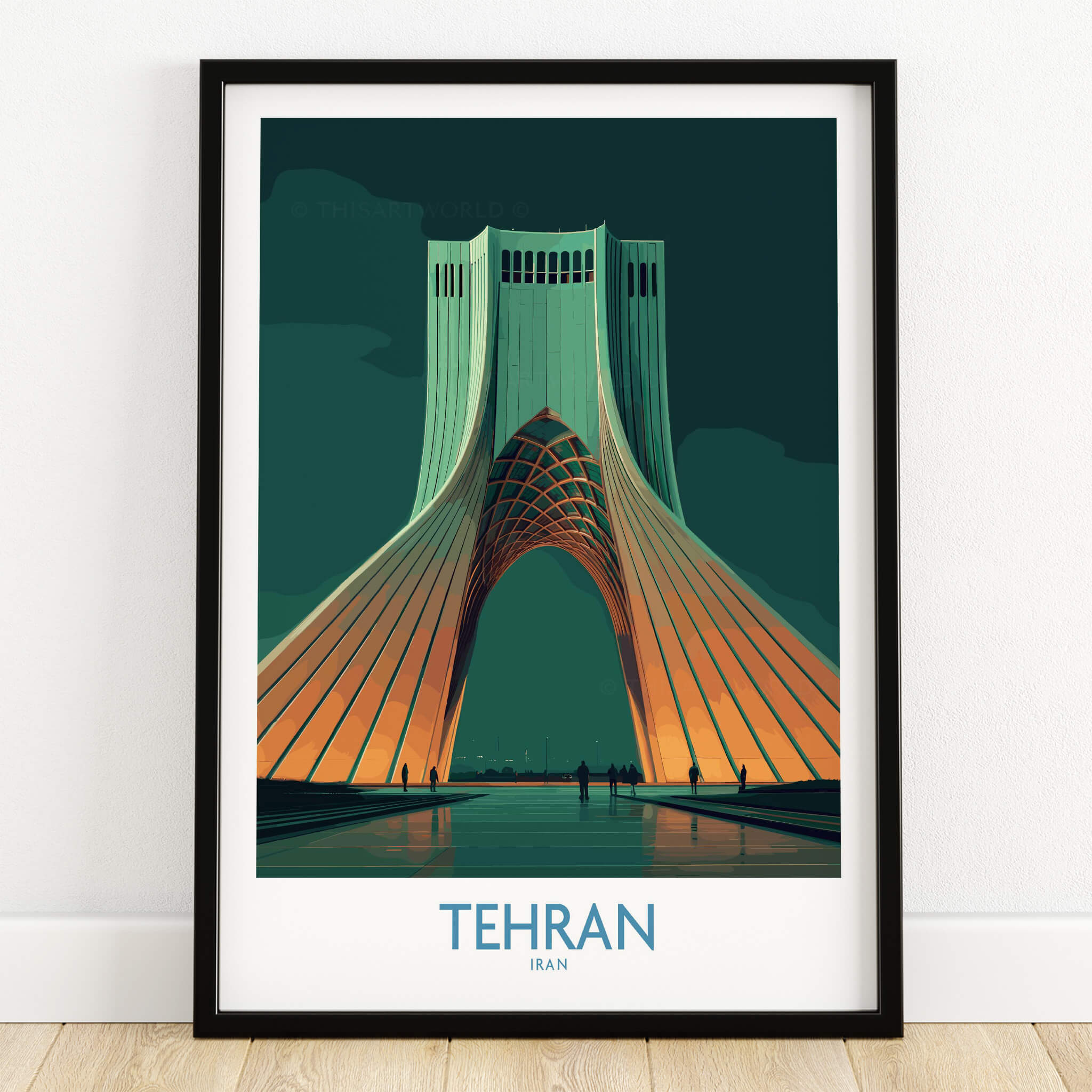 Tehran Iran Canvas Print | Iconic Persian Monument Cityscape Poster featuring Azadi Tower in vibrant colors.