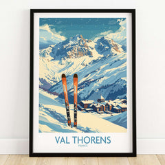 Val Thorens Print featuring snow-capped mountains, ski slopes, and winter scenery in France.