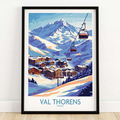 Val Thorens Winter Sports Print | From the Top Ski Run View of the scenic mountains and ski resort in France.