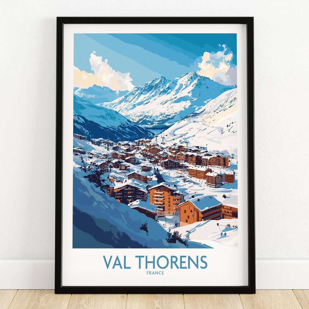 Ski in Val Thorens Art Print | France skiing Print showcasing a winter scene of Val Thorens, France.