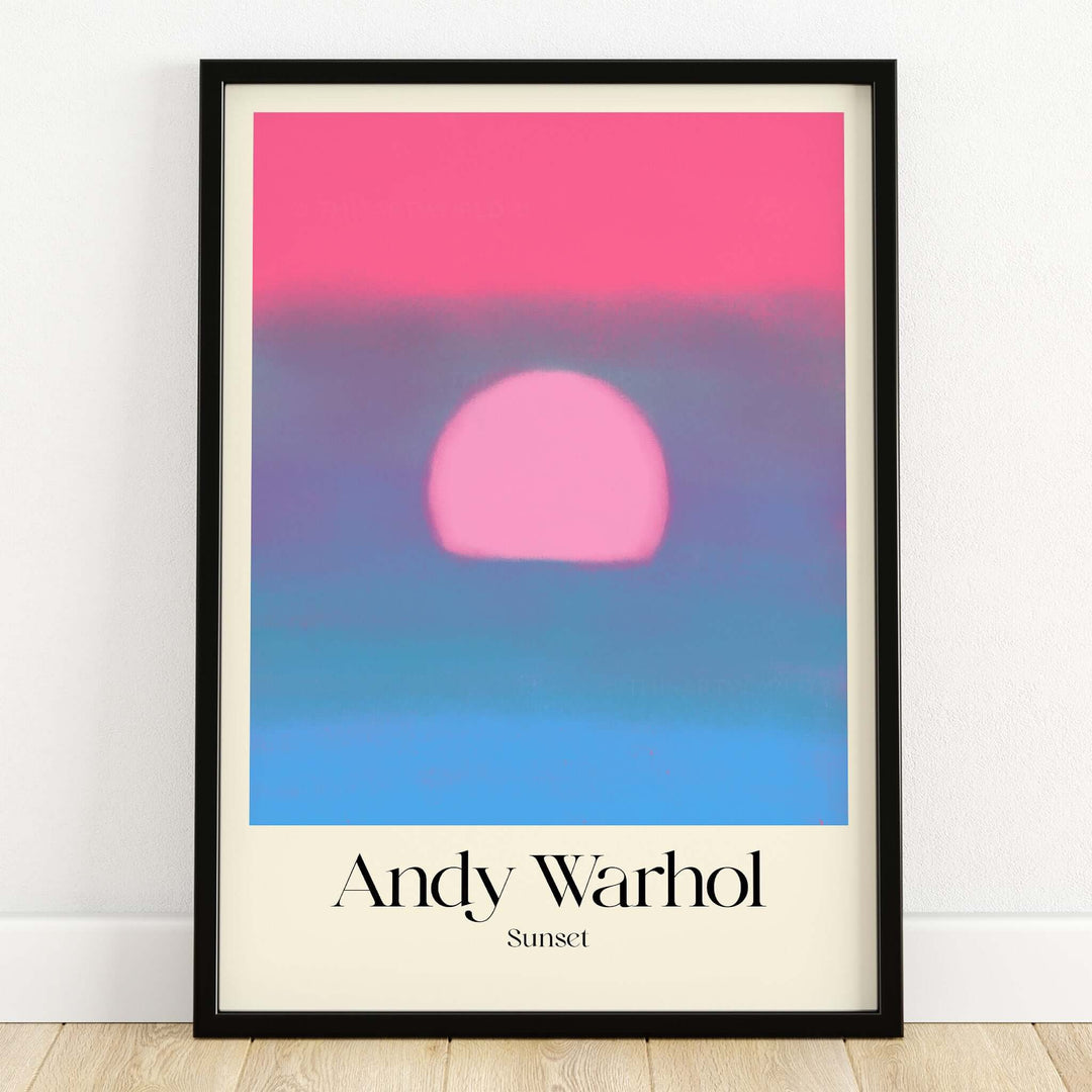 Andy Warhol Sunset Pink Blue Pop Art Poster Abstract Screenprint Wall Art Print