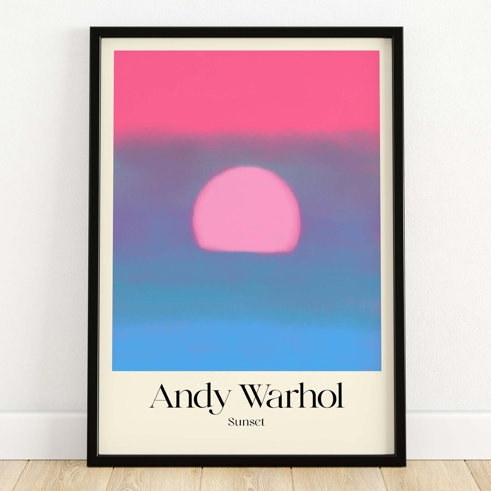 Andy Warhol Sunset Pink Blue Pop Art Poster Abstract Screenprint Wall Art Print