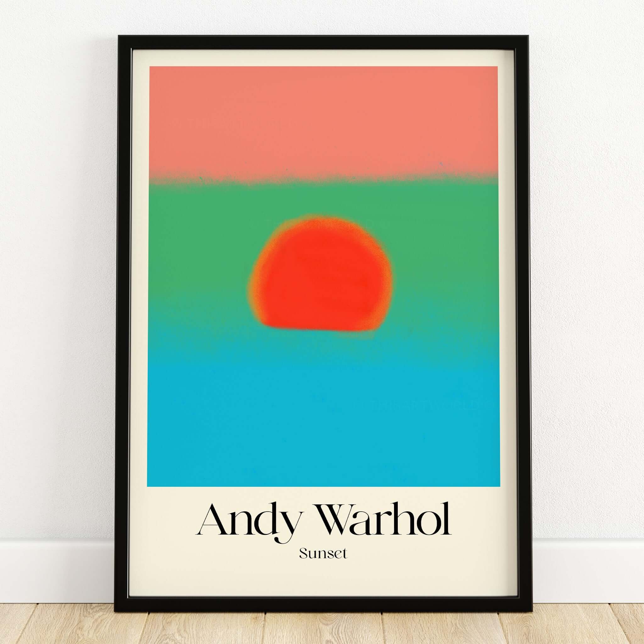 Andy Warhol Sunset Coral Green Blue Pop Art Poster Abstract Wall Art Print Modern