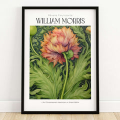William Morris Prints - Large Floral Bloom Art Print - Botanical Poppy Poster featuring a vibrant flower with ruffled petals.