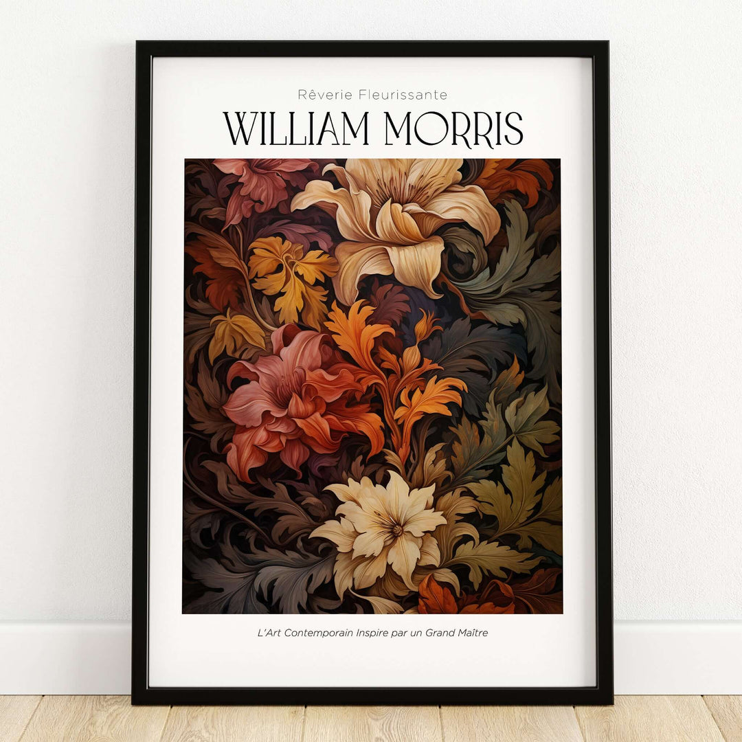 William Morris Prints - Rich Floral Foliage Pattern Art Print - Autumnal Botanical Poster featuring detailed floral design.