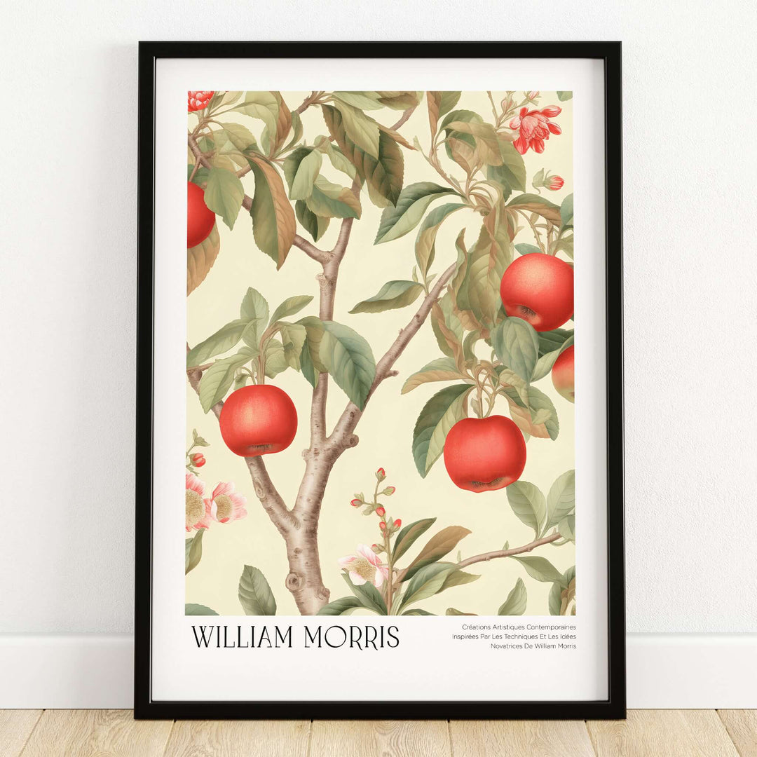 William Morris Prints - Apple Tree Fruit Botanical Art Print - Orchard Blossom Poster featuring red apples and blossoms
