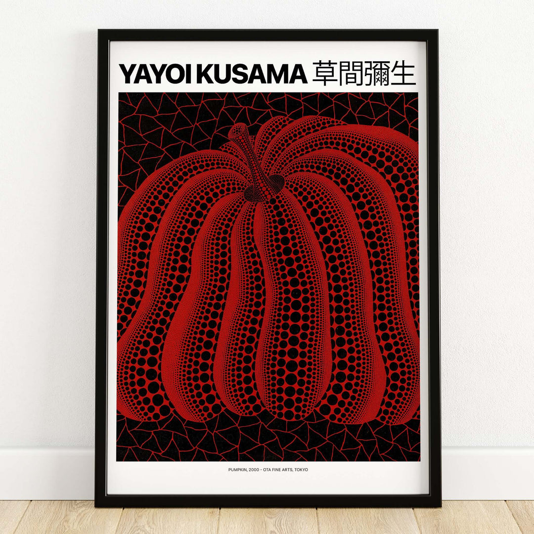 Yayoi Kusama Red Black Pumpkin 2000 Tokyo Exhibition Poster Polka Dot Art Print framed wall art