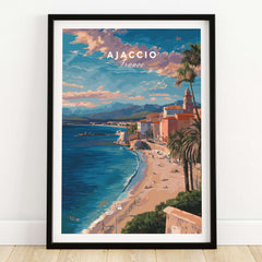 Ajaccio Canvas Print | French Travel Wall Decor showcasing vibrant coastal scenery and architecture of Ajaccio, France.