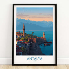 Antalya Turkey Art Print | Historic Coastal City Poster showcasing a scenic view of Antalya's historic harbor.