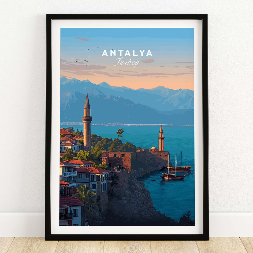 Antalya Canvas Print | Turkish Architecture Wall Decor showcasing stunning coastal scenery and historical architecture.