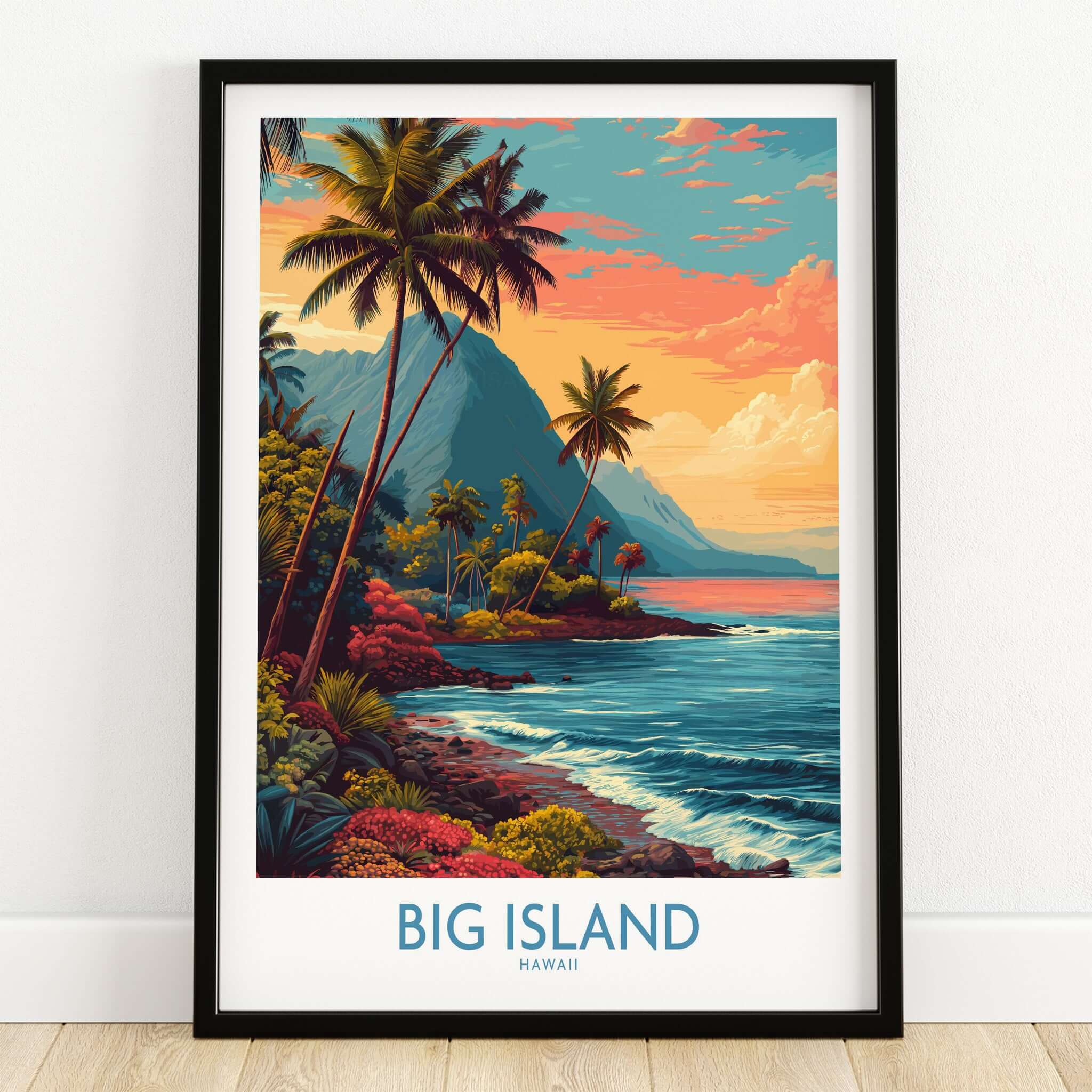Big Island Hawaii Tropical Beach Art Print | Lush Green Coast Poster featuring vibrant coastal scenery.