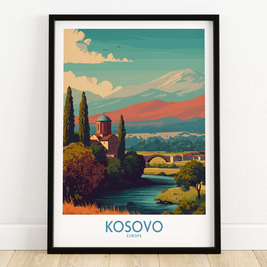 Kosovo Art Print | Snowy Mountain Balkan Poster showcasing beautiful scenery and landscapes of Kosovo.