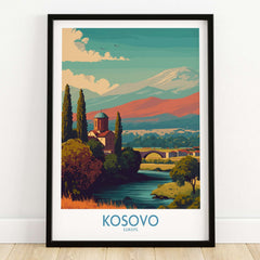 Kosovo Art Print | Snowy Mountain Balkan Poster showcasing beautiful scenery and landscapes of Kosovo.