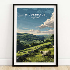Nidderdale Canvas Print | English Countryside Decor featuring hills and sheep in Yorkshire.