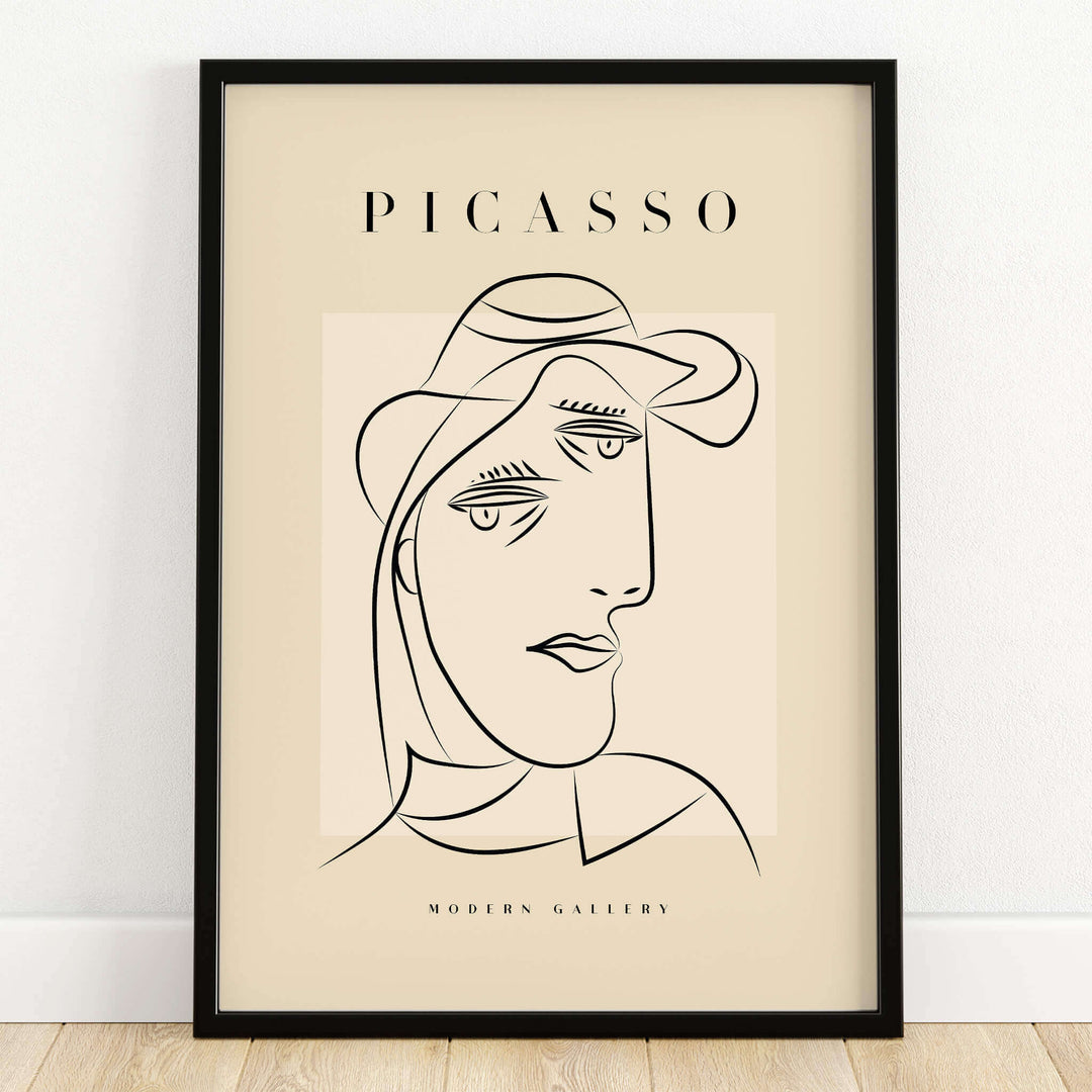 Picasso Woman Hat Profile Line Art Abstract Portrait Modern Gallery Wall Art Print