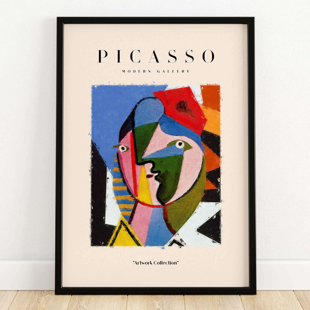 Picasso Geometric Face Abstract Art Print Colorful Cubist Portrait Poster Artwork Collection in modern frame