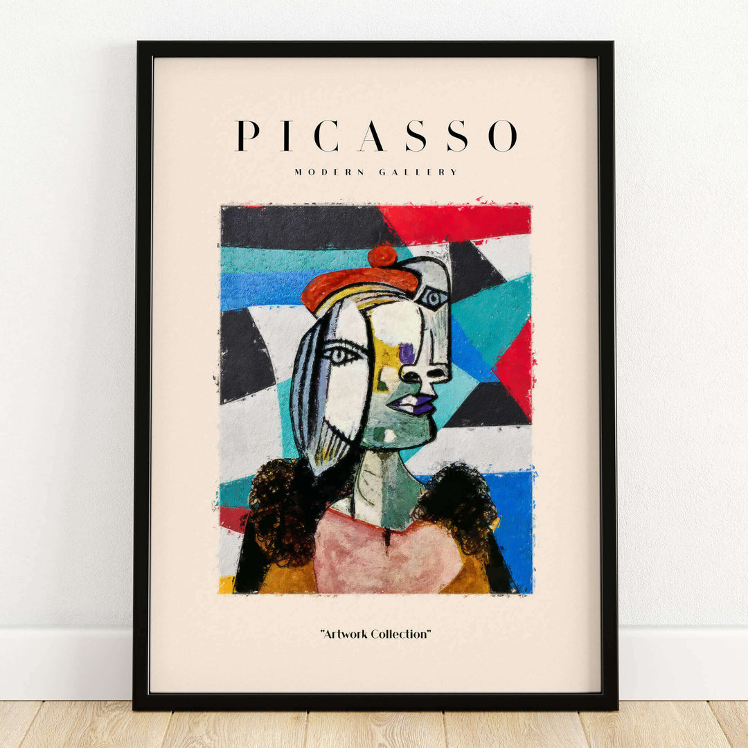 Picasso Woman Beret Abstract Portrait Art Print Colorful Cubist Poster Artwork Collection
