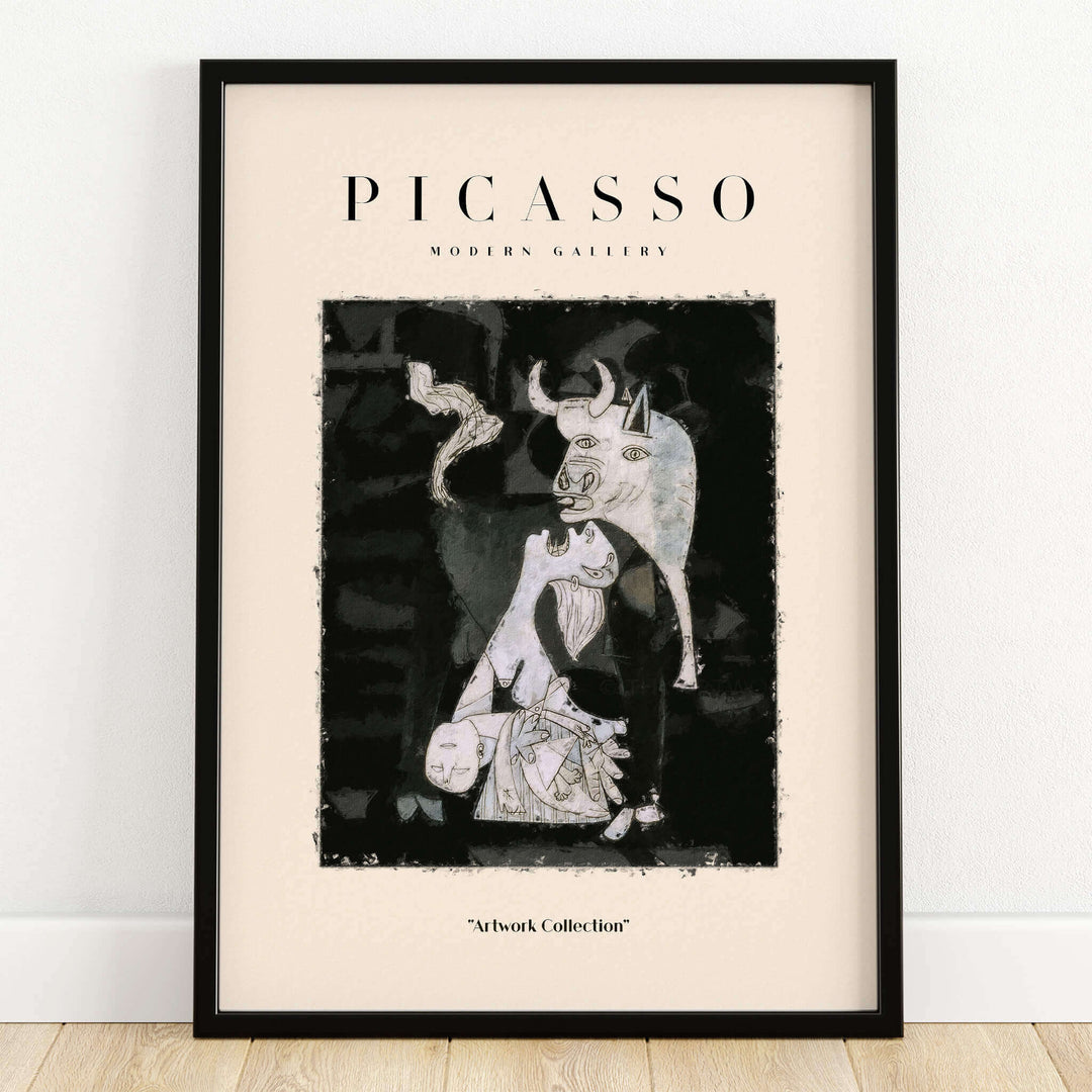 Picasso Guernica Inspired Bull Mother Figure Art Print Abstract Black White Poster Collection