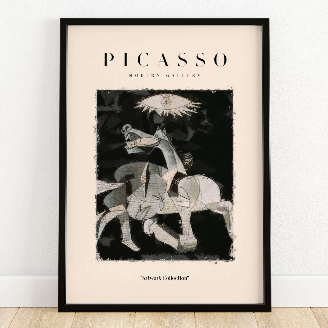 Picasso Guernica Inspired Horse Figure Art Print Abstract Black White Poster Artwork Collection