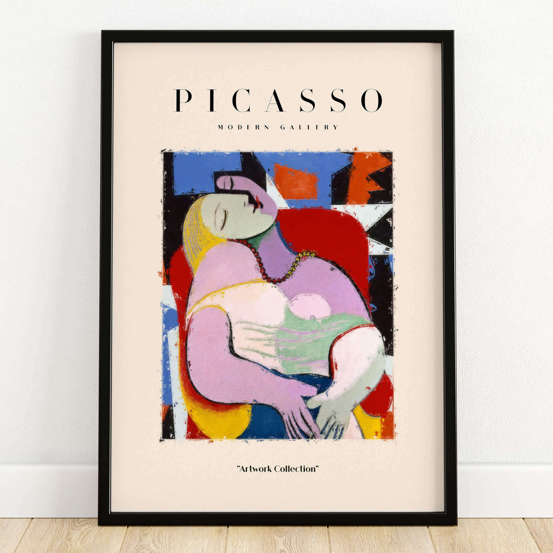 Picasso Le Rêve Inspired Reclining Woman Art Print Cubist Poster Artwork Collection framed wall art.