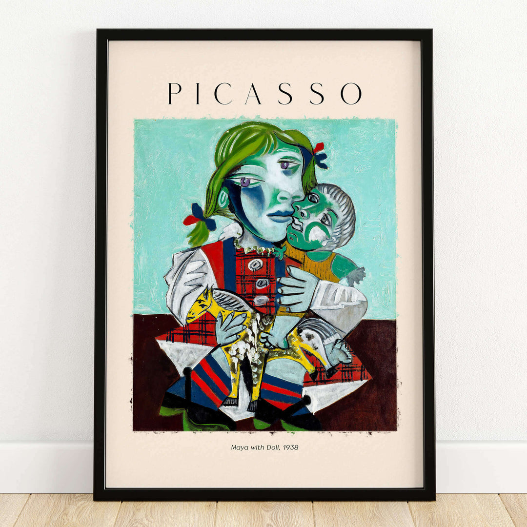 Picasso Maya with Doll 1938 Portrait Print Child Cubist Poster Colorful Art Wall Decor framed print