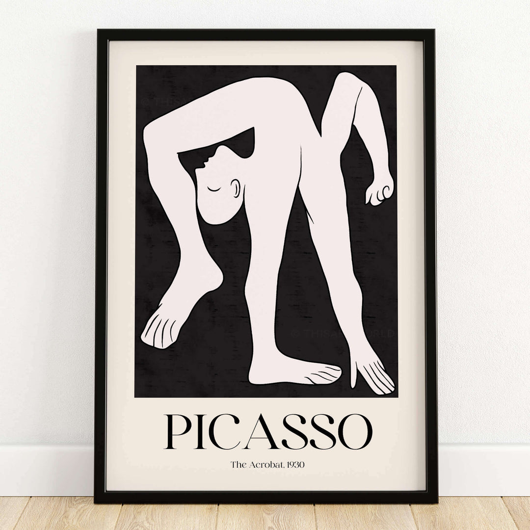 Picasso The Acrobat 1930 Black White Figure Poster Minimalist Art Print Wall Decor framed wall art with bold figure
