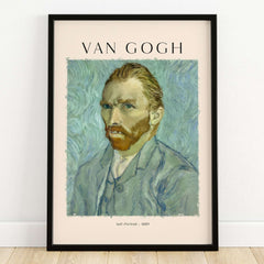 Vincent van Gogh Self Portrait 1889 Blue Post Impressionist Art Print Poster Wall Art