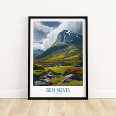 Ben Nevis Scotland Wall Art Hillside Panorama - Nature Travel Decor featuring a stunning landscape of Scotland's highest peak.