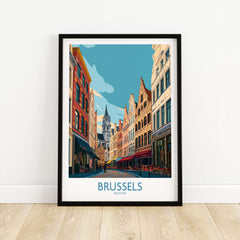 Brussels Belgium Grand-Place Wall Art Print - Belgian City Life Art showcasing vibrant architecture and atmosphere.