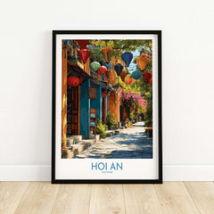 Hoi An Vietnam Wall Art Print showcasing colorful lanterns lining a beautiful street in Hoi An, Vietnam.