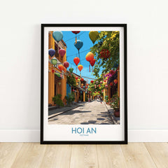 Hoi An Vietnam Traditional Lanterns Wall Art - Vietnamese Cultural Decor showcasing colorful lanterns in a vibrant street.