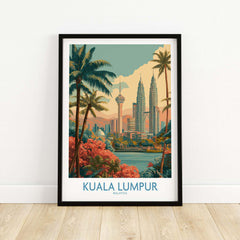 Kuala Lumpur Poster Malaysia Skyline - Malaysian Urban Travel Print featuring the city's iconic architecture and vibrant scenery.