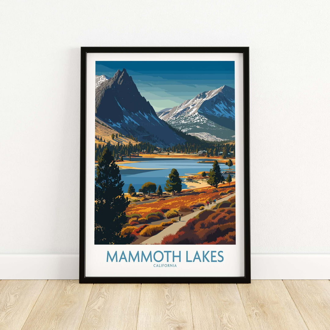 Mammoth Lakes California wall art featuring majestic mountains and serene lakes in vibrant colors.