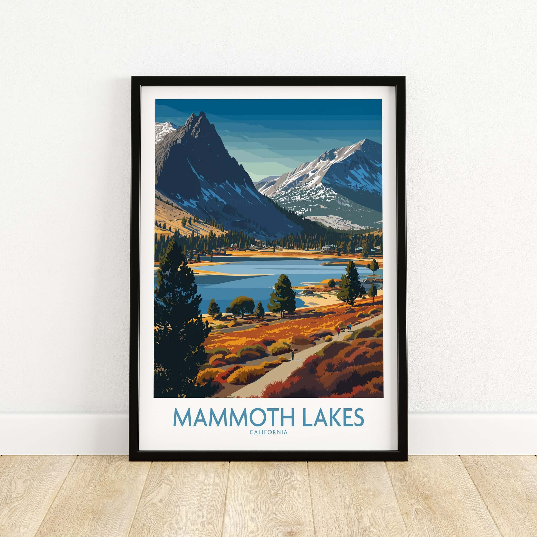 Mammoth Lakes California Wall Art - Eastern Sierra Travel Print showcasing stunning mountains and serene lakes.