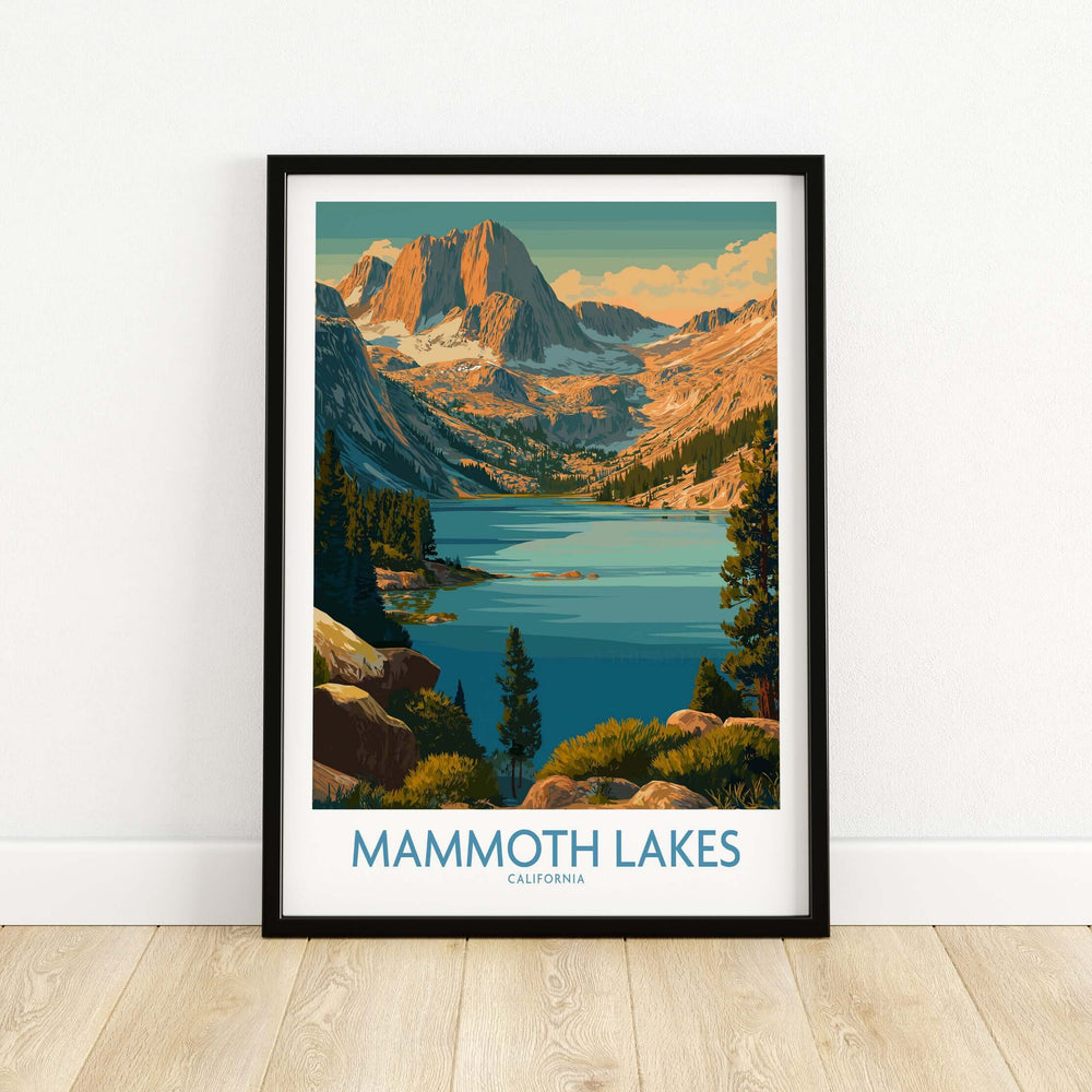 Mammoth Lakes California wilderness poster featuring stunning mountain landscapes and serene lake views.