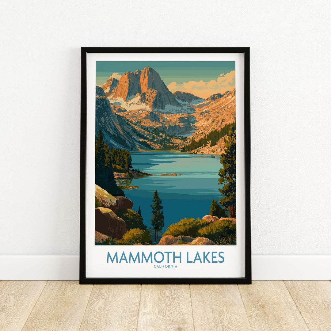 Mammoth Lakes California wilderness poster featuring stunning mountain landscapes and serene lake views.