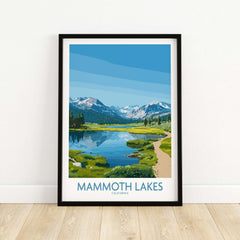 Mammoth Lakes Wall Art California Travel Print with mountain and lake scenery in a modern frame.