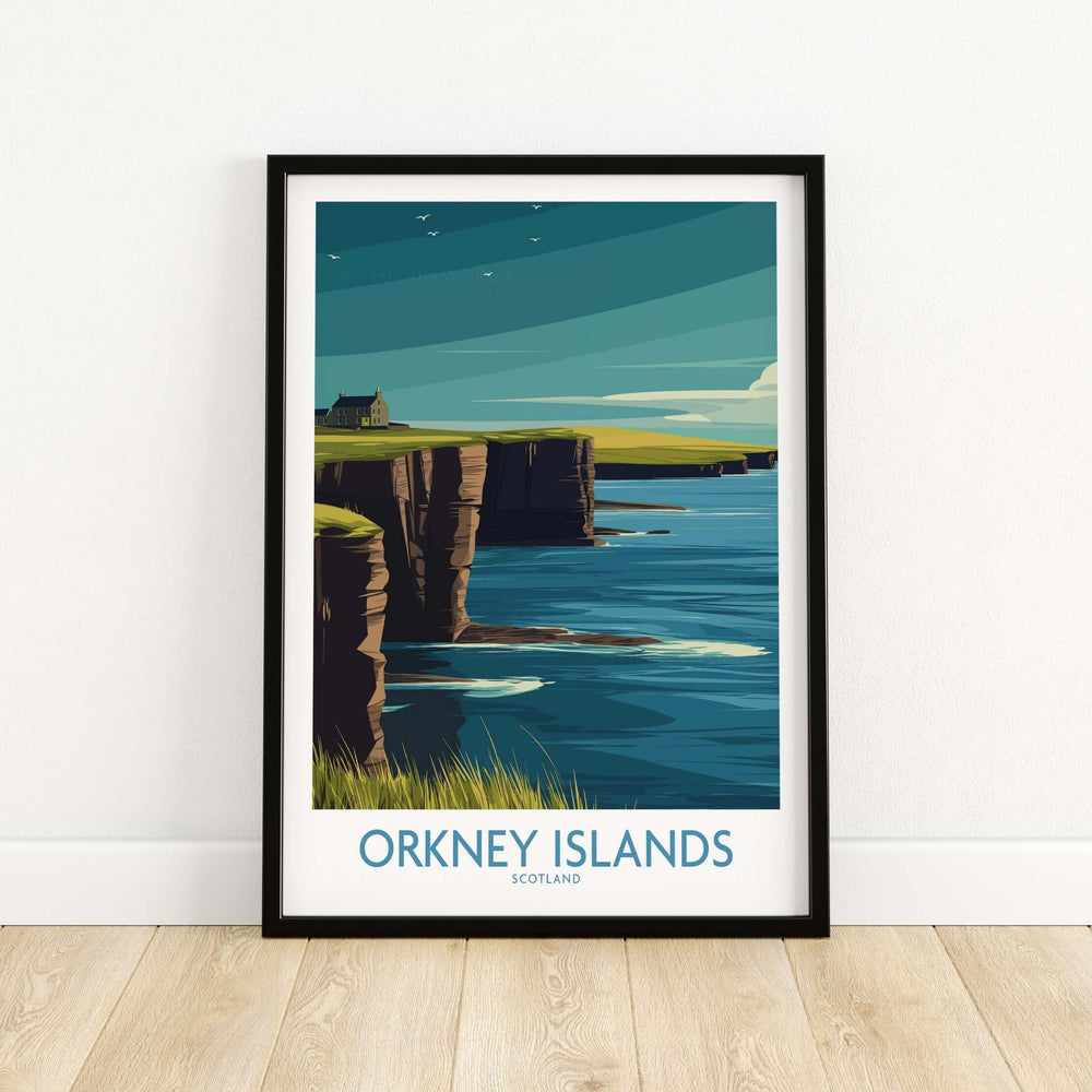 Orkney Islands Scotland wall art featuring cliffs and sea, perfect for travel decor and wanderlust inspiration