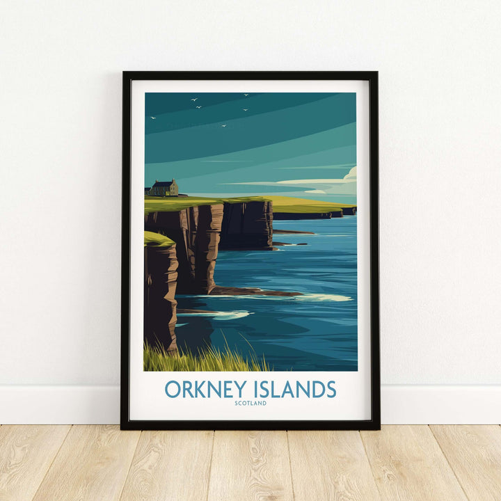 Orkney Islands Scotland wall art featuring cliffs and sea, perfect for travel decor and wanderlust inspiration
