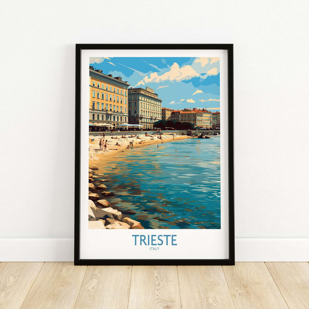 Trieste Italy wall art travel poster showcasing coastal beauty and historic architecture