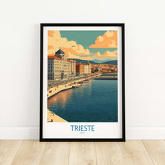 Trieste Italy Wall Art showcasing the scenic waterfront and architecture of Trieste, Italy, in a vibrant, artistic style.