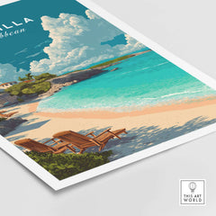 Anguilla Caribbean Beach Print showcasing serene beach with turquoise waters and sandy shores, perfect for home decor.