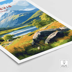 Ben Nevis Scotland Mountain Lake Landscape Print - Scottish Highlands Wall Art featuring vibrant nature scenery.