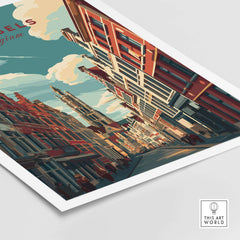 Brussels Belgium Grand Place Street Art - Historic European City Poster showcasing vibrant architecture and street scene