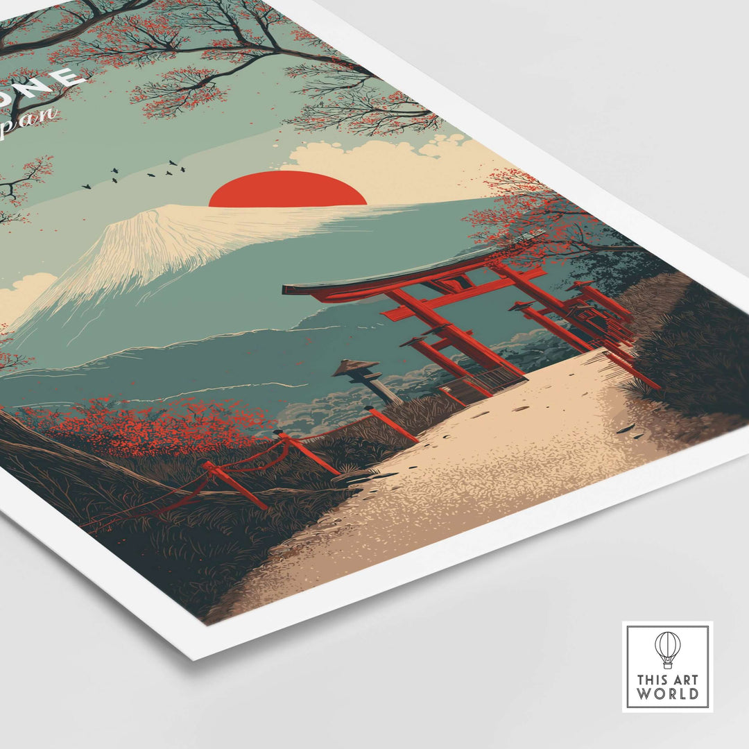 Hakone Japan Torii Gate Mount Fuji Print, showcasing iconic Japanese landscape art.