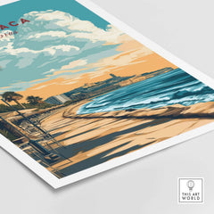 Larnaca Print Cyprus Beachfront Promenade - Mediterranean Coastal Wall Art showcasing vibrant seaside scenery.