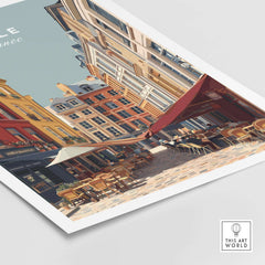 Lille France Print Street Scene - Historic City Center Wall Art showcasing charming architecture and lively atmosphere.